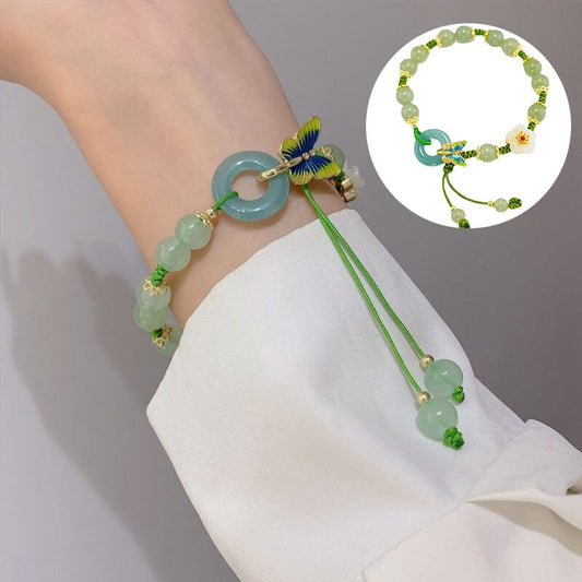 Schmetterling Natürlicher Smaragd Jade Stein Armband