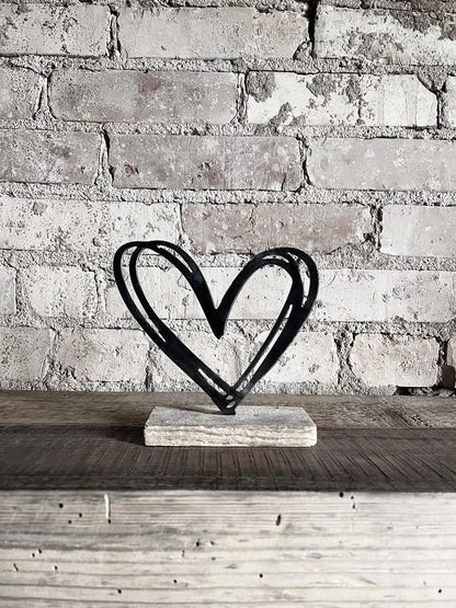 Valentijnsdecoratie - Set van twee metalen hartenhouders - Handgemaakt