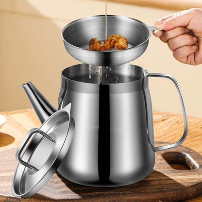 📢📢50 % RABATT🔥🍳 Edelstahl Ölfilterbehälter – Effizient Filtern &amp; Aufbewahren! Tropffrei &amp; Hygienisch! ✨