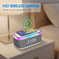 🎵 ALL-IN-ONE BLUETOOTH-LAUTSPRECHER – 15W Qi-Schnellladung • LED-Wecker • Ambientebeleuchtung • Klare Klangqualität