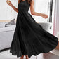 Women's 2023 Sommer böhmische eine Schulter ärmellos Smocked Rüschen gestaffelt Strand Maxi Sonne Kleid