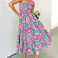 Women's 2023 Sommer böhmische eine Schulter ärmellos Smocked Rüschen gestaffelt Strand Maxi Sonne Kleid