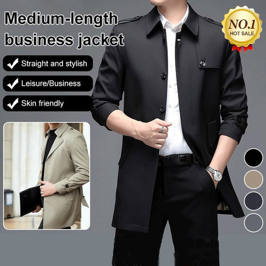 Mittellanger Trenchcoat im Business-Stil ✈ Kostenloser Versand