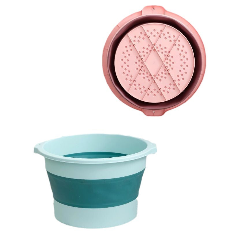Zusammenklappbare Fußbadewanne – Portable Fußspa Für Reise, Camping & Haushalt (Dunkelblau, Ø 30 Cm)