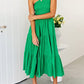 Women's 2023 Sommer böhmische eine Schulter ärmellos Smocked Rüschen gestaffelt Strand Maxi Sonne Kleid