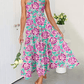 Women's 2023 Sommer böhmische eine Schulter ärmellos Smocked Rüschen gestaffelt Strand Maxi Sonne Kleid