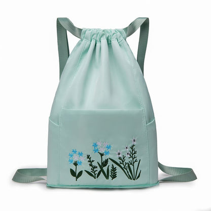 Faltbarer wasserdichter Kordelzug großer Kapazität bestickter Rucksack