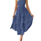 Women's 2023 Sommer böhmische eine Schulter ärmellos Smocked Rüschen gestaffelt Strand Maxi Sonne Kleid