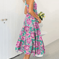 Women's 2023 Sommer böhmische eine Schulter ärmellos Smocked Rüschen gestaffelt Strand Maxi Sonne Kleid